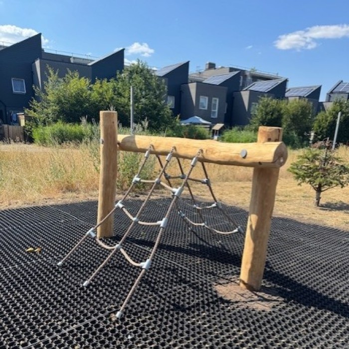 A newly completed play area on a housing development in the UK