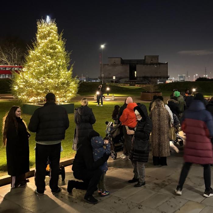 People gathered to watch switching on of Christmas Tree lights